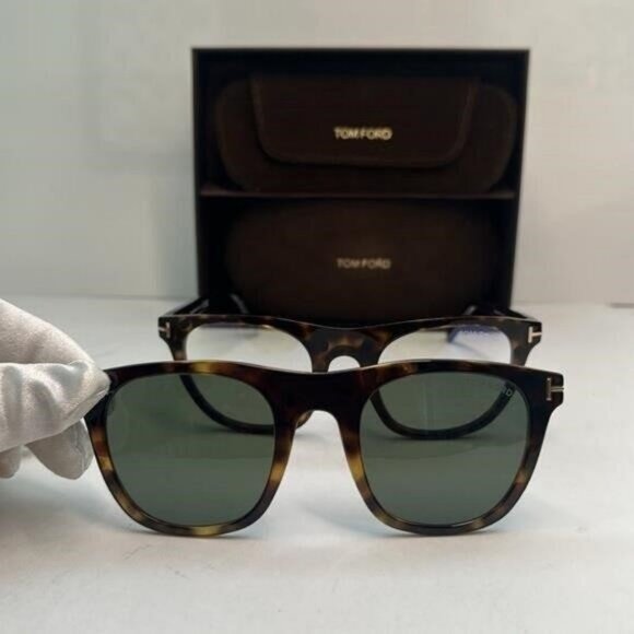 New Authentic Tom Ford FT5895-B 052 Dark Havana square Sunglasses - Picture 4 of 12